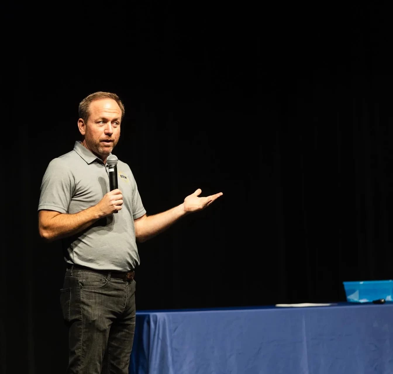 Kyle Wilson on stage at Boom event