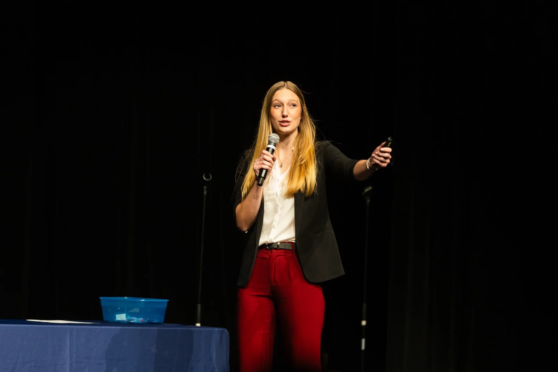 Student founder pitching at Boom event